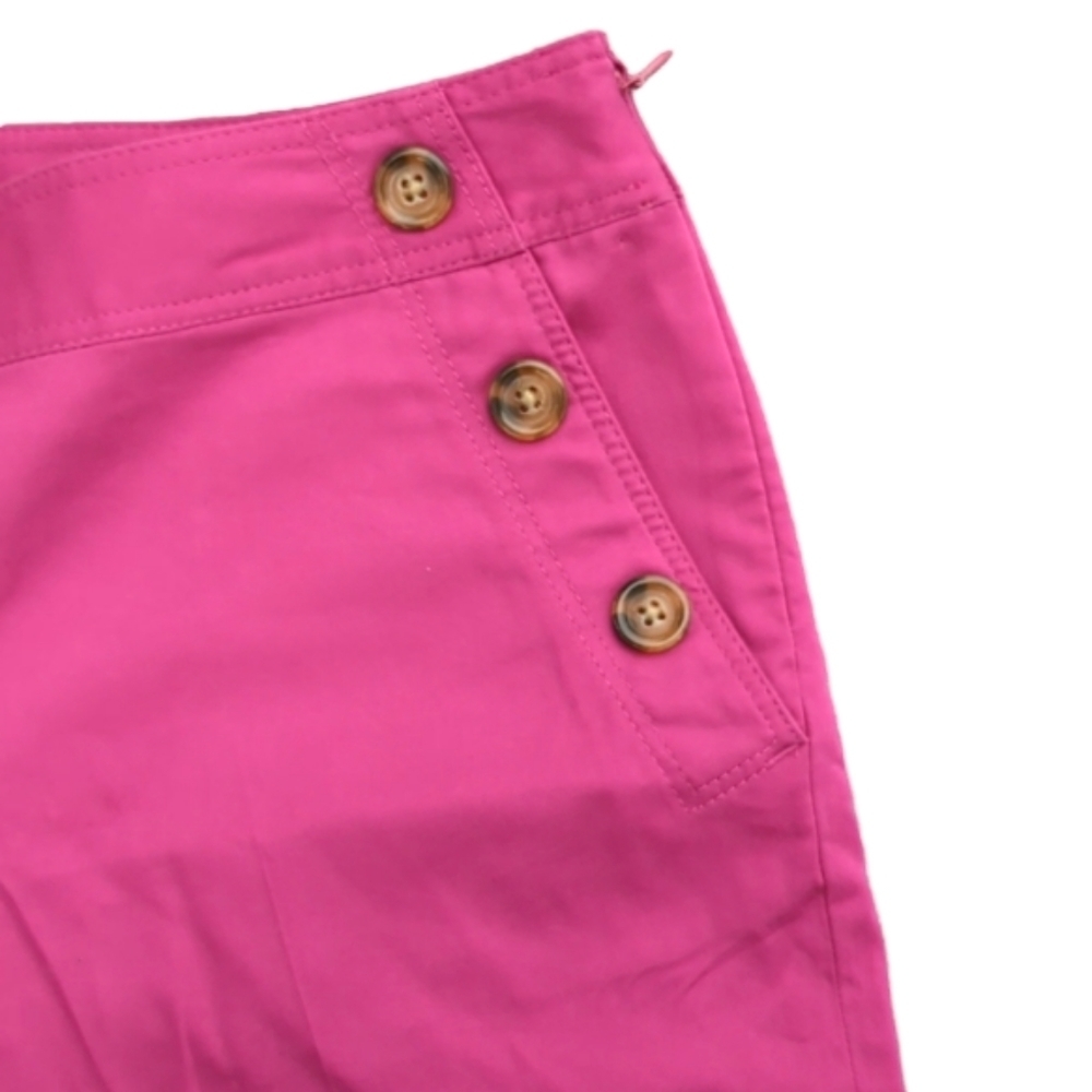 ANN Taylor Signature Pink High Waisted Sailor Shorts Sz 4 Double Button Summer - Picture 3 of 9